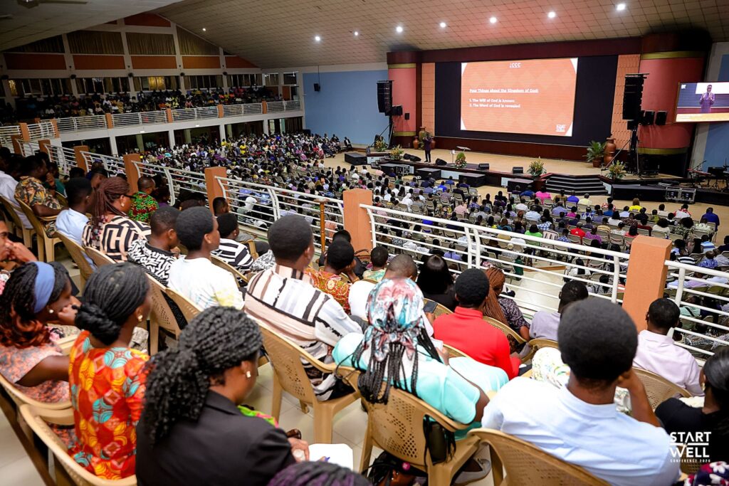 Congregation worshipping at Calvary Charismatic Centre, Kumasi